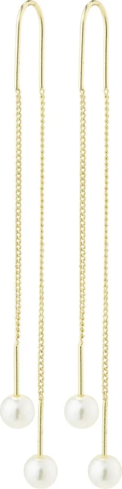 EUONIA pearl chain-earrings gold-plated