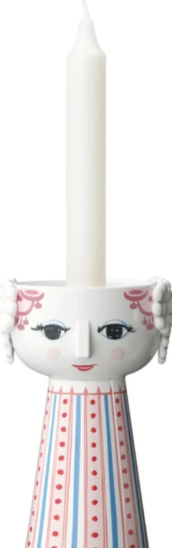 Eva Lysestage H14 cm støvet rød
