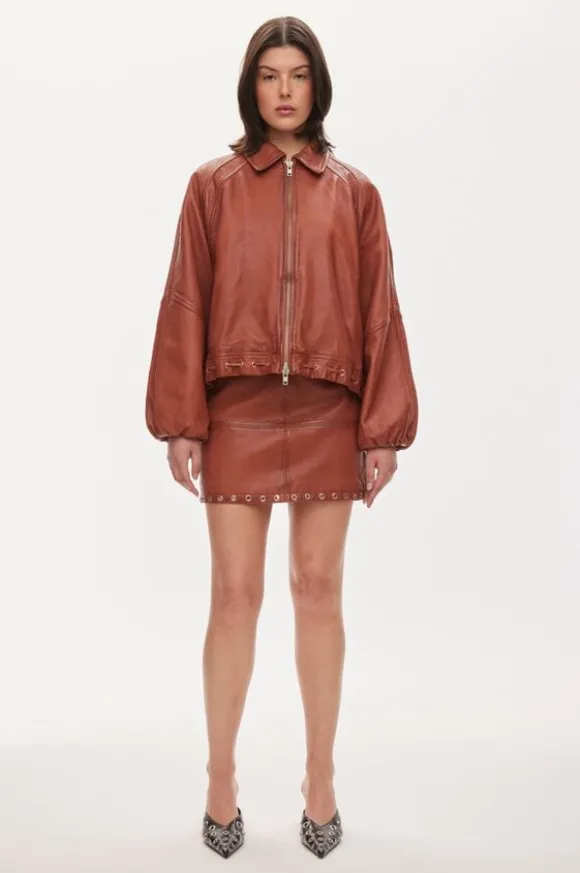 Eye leather skirt
