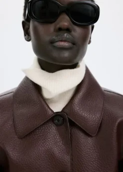 Faux-leather jacket with pockets