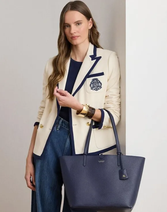 Faux-Leather Large Reversible Tote Bag