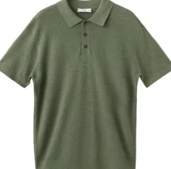 Fine knit polo shirt with microstru