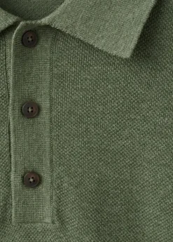 Fine knit polo shirt with microstru