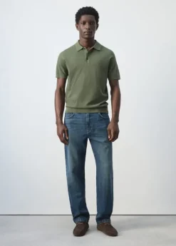 Fine knit polo shirt with microstru