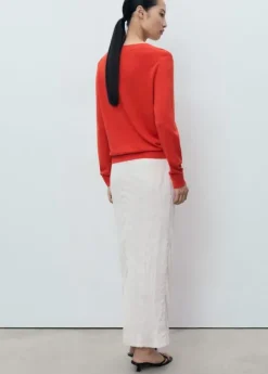 Fine-knit V-neck sweater