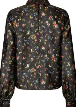 2067 Flat Textured Poly, Gathered Ruffle Long Sleeve Top