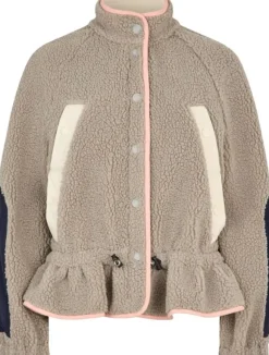 2412 Fleece / Nylon, Dropped Shoulder Gathered Jacket