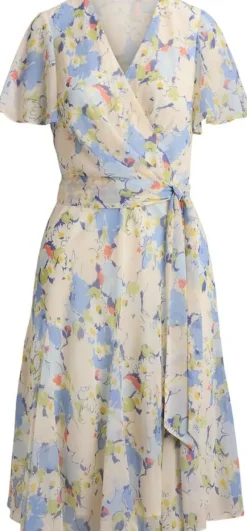 Floral Crinkle Georgette Surplice Dress