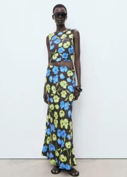 Floral-print open-back cropped blou