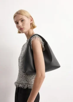 Fringed tweed top