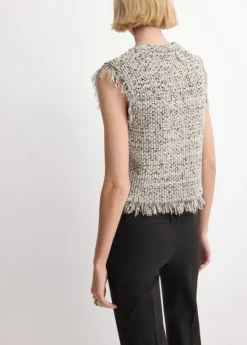 Fringed tweed top