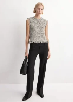 Fringed tweed top