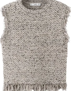 Fringed tweed top