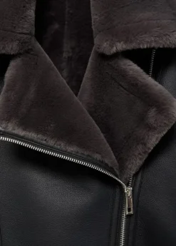 Fur-effect biker jacket