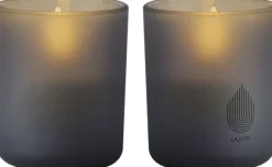 Glass Candle, Grey, 2-pack, 6x7 cm
