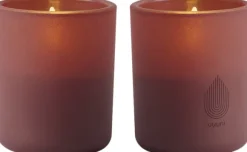 Glass Candle, Wine red, 2-pack, 6x7 cm