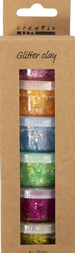 Glitter Clay, 6x20ml.