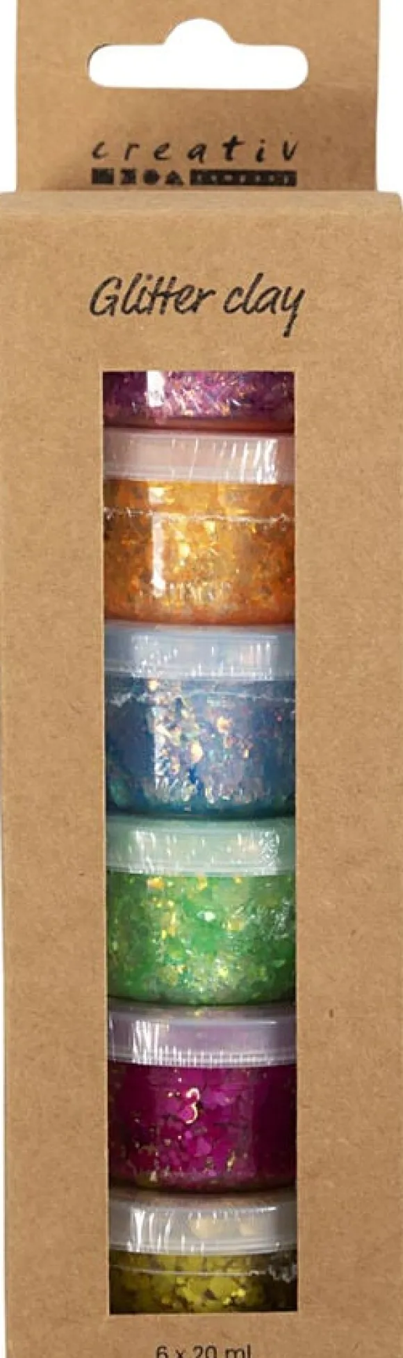 Glitter Clay, 6x20ml.