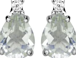 Green amethyst drop ørestikker - Sølv