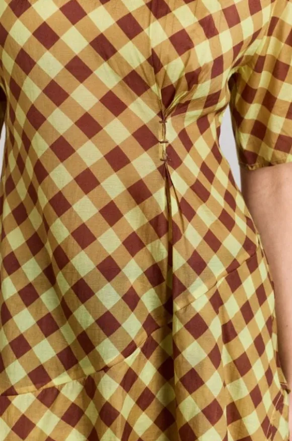 HARMONY MIDI DRESS - CHOC AVO GINGHAM