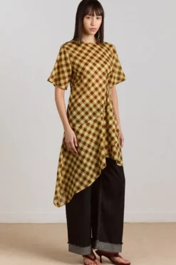 HARMONY MIDI DRESS - CHOC AVO GINGHAM