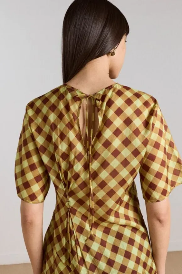 HARMONY MIDI DRESS - CHOC AVO GINGHAM