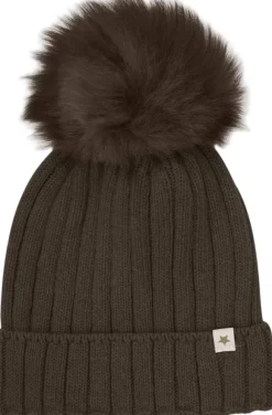 Hat Knit Alpaca Pompom