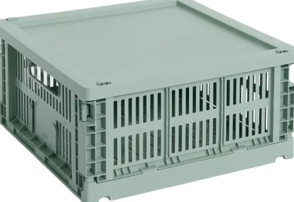 HAY Colour Crate Lid Plastic-Medium Square / Cube-Sage green