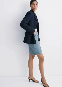 High-waist straight-fit denim short