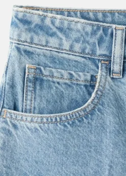 High-waist straight-fit denim short
