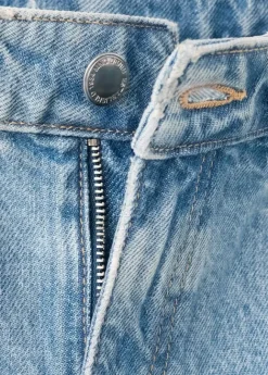 High-waist straight-fit denim short