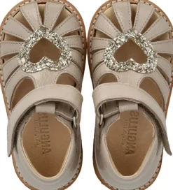 Hjertesandal med glitter og velcrolukning