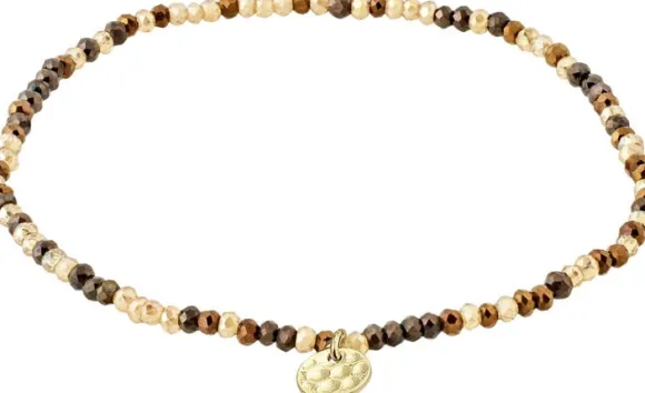 INDIE bracelet brown, gold-plated
