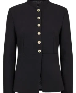 Jacket with jewel-button strip coll