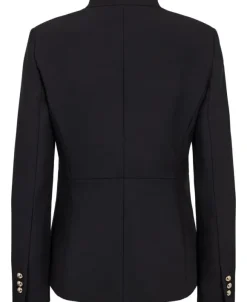 Jacket with jewel-button strip coll