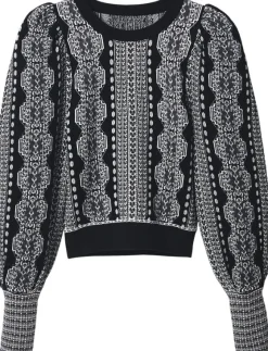 Jumper with balloon sleeves and borders