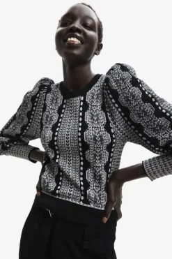 Jumper with balloon sleeves and borders