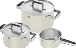 Kastrull & stekpanna set, 3-st, 18/10 Rostfritt stål