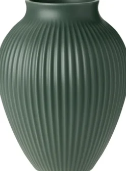 Knabstrup vas H 27 cm ripple mat celadon green