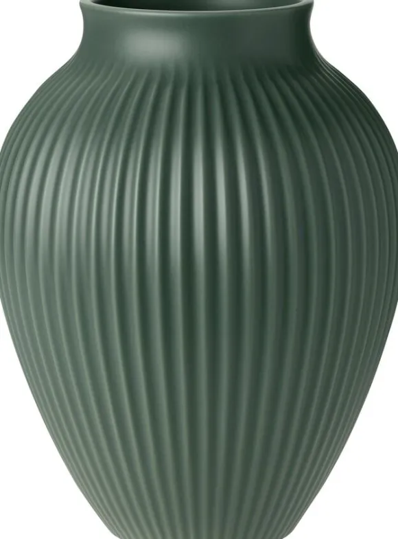 Knabstrup vas H 27 cm ripple mat celadon green