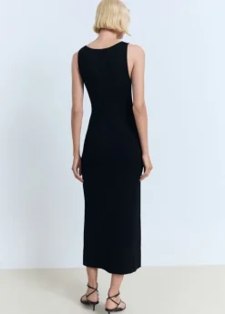 Knitted dress with bow neckline