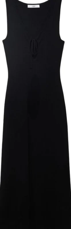 Knitted dress with bow neckline