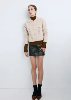 Knitted jacket with polo collar