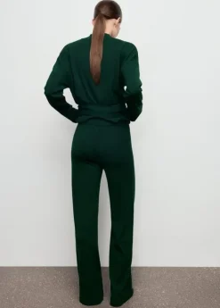 Knitted trousers with stitching det
