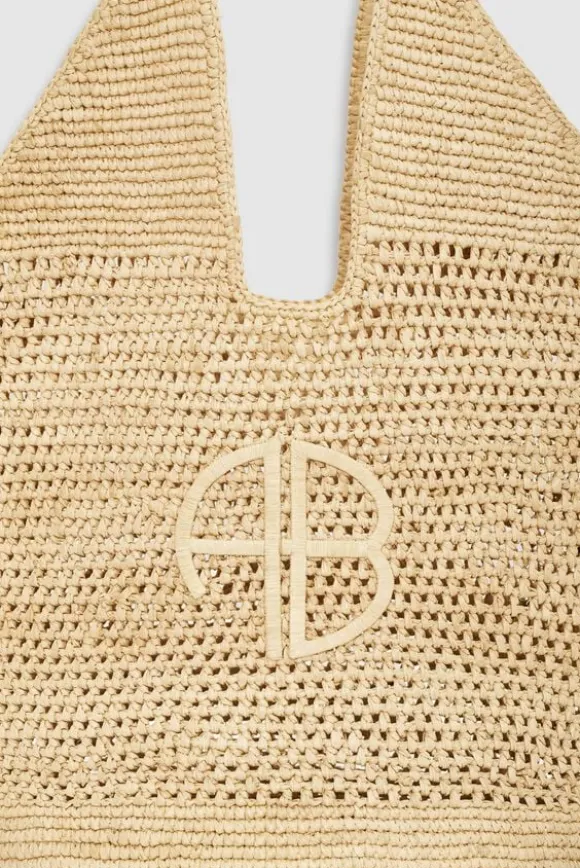 LEAH LOGO HOBO RAPHIA - NATURAL