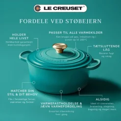 Le Creuset Signature støbejern rund gryde 24cm Bleu Riviera