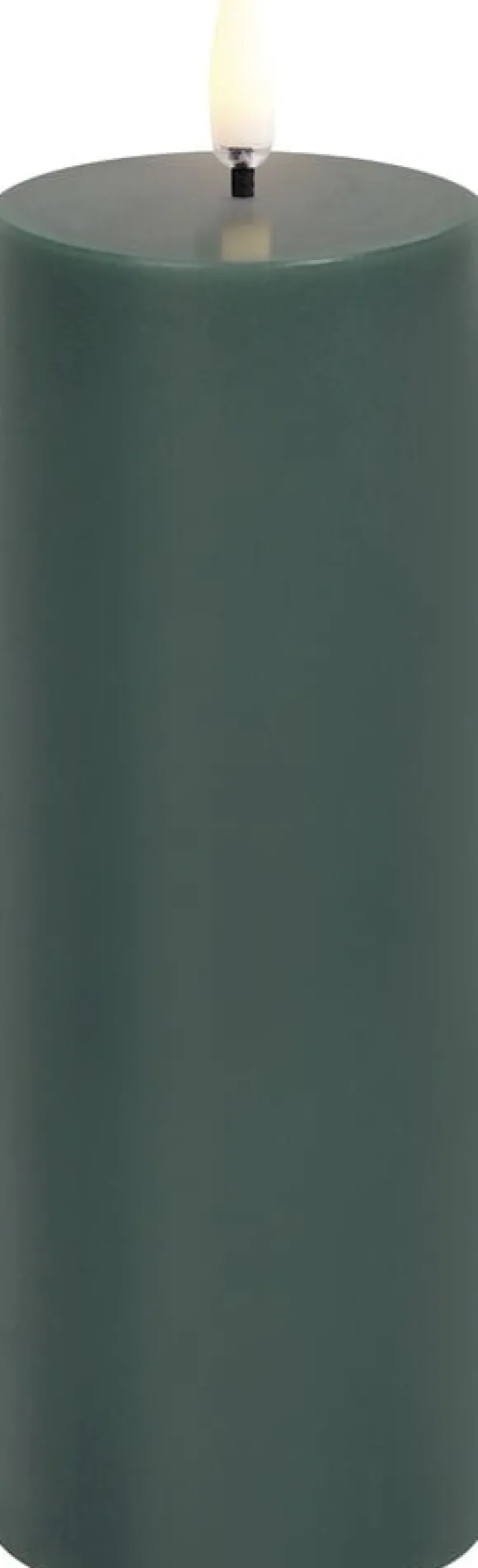 LED pillar candle, Pine green, Smooth, 5,8x15,2 cm
