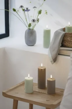 LED pillar candle, Sandstone, Smooth, 5,8x15,2 cm