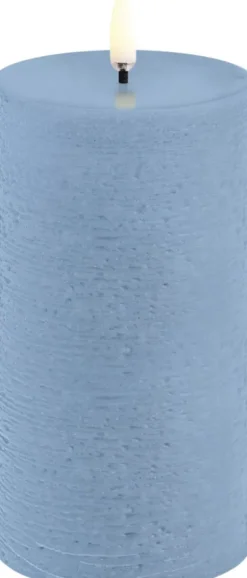 LED pillar candle, Sky Blue, Rustic, 7,8x15,2 cm