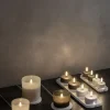 LED rechargeable glass candle, Grey, 8,2x6 cm